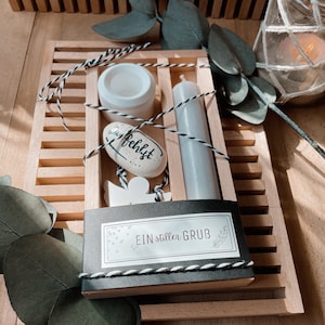 Trauergeschenk Trauerkarte-Unvergessen. Ein stiller Gruß. Gedenkstein, Kerze, Trostlicht, Gedenklicht, Trauerstein, bemalte Steine,Kondolenz