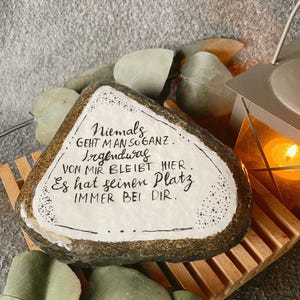 Memorial stone - You never really leave. Trude Herr. Memorial stone, consolation stone, painted stones, stone grave, mourning, condolence, mourning saying
