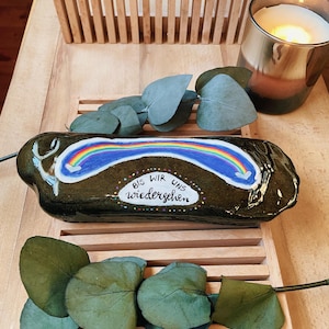 Rainbow Memorial Stone - Until we meet again. Memorial stone, consolation stone, painted stones, star child