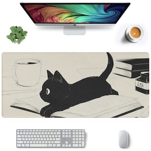Cat Mouse Pad, Cat Home Life Desk Mat, Home Living Gift Mousepad, Extra Large Mousepad, Gaming Mouse Pad Anime