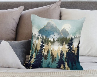 Mountain Peaks Cushion Case, Print Throw Pillow Cover, Pillowcase For Living Room, Bedroom or Office Decor, Cushion Case Home Decor Gifts