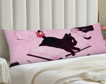 Cute Pink Cat Pillow Cover Case, Anime Aesthetic Kawaii Throw, Pillow Multiple Sizes, Perfect Gift For Girls, Housewarming Gift