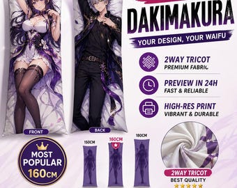 Custom Dakimakura Body Pillow Cover, Anime Body Pillow Case, 2WAY Tricot, Personalized Anime Pillow, Waifu Hug Pillow, Otaku Gift
