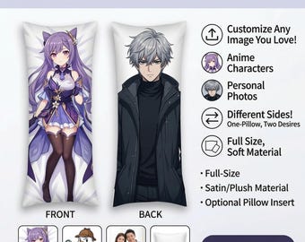 Custom Dakimakura Body Pillow Cover | Print Your Art, Waifu, Pet, Photo | Premium 2-Way Tricot | Peach Skin