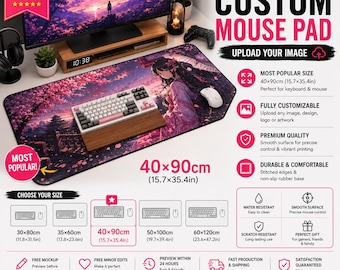Custom Mouse Pad, Personalized Desk Mat, XL Large Mousepad, Upload Your Image, Gaming Desk Mat, Anime Mouse Pad, Custom Gift