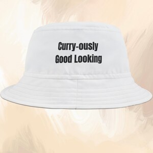 Funny Desi Slogan Hat | Curry-ously Good Looking Bucket Hat Distressed Cap and Trucker Snapback | Indian Food and Culture-Inspired Cap