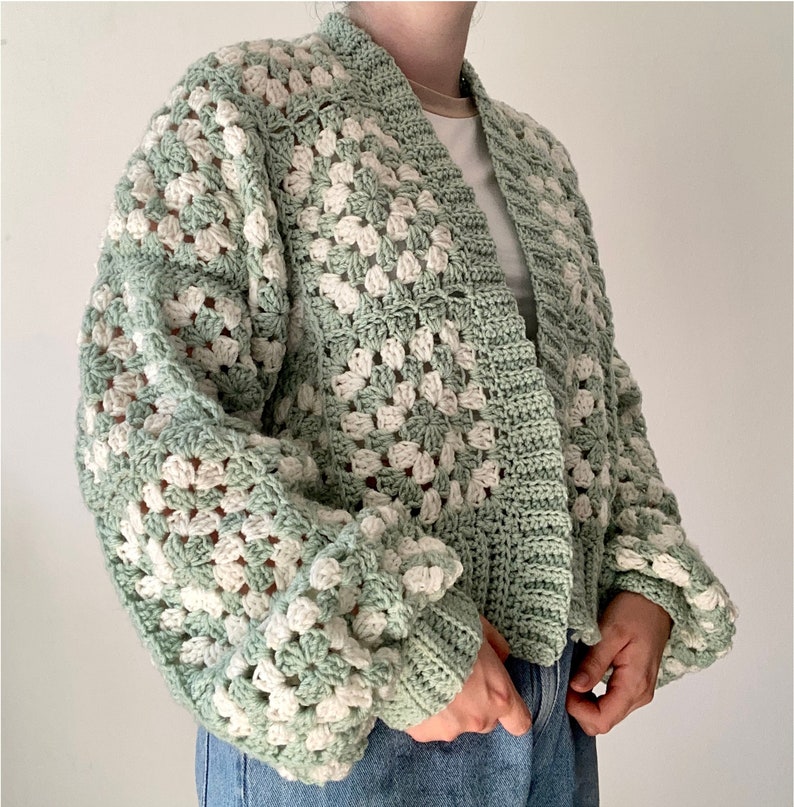 Crochet Granny Square Cardigan-Digital Download-One Size image 1