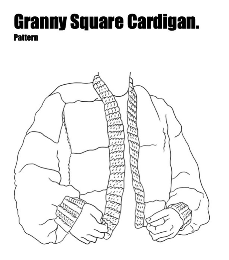 Crochet Granny Square Cardigan-Digital Download-One Size image 4
