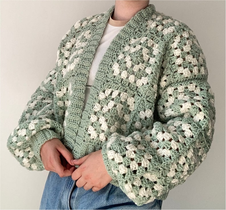 Crochet Granny Square Cardigan-Digital Download-One Size image 2