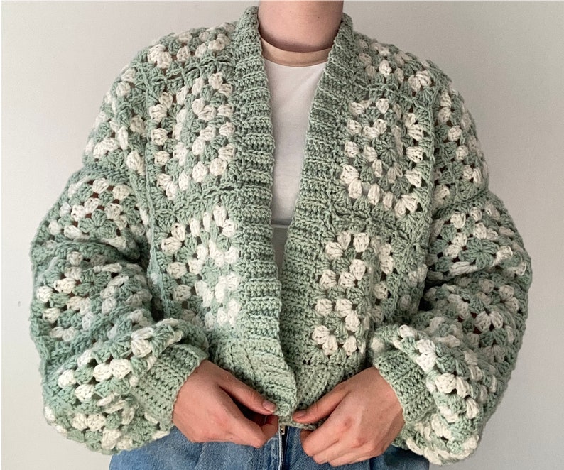 Crochet Granny Square Cardigan-Digital Download-One Size image 3