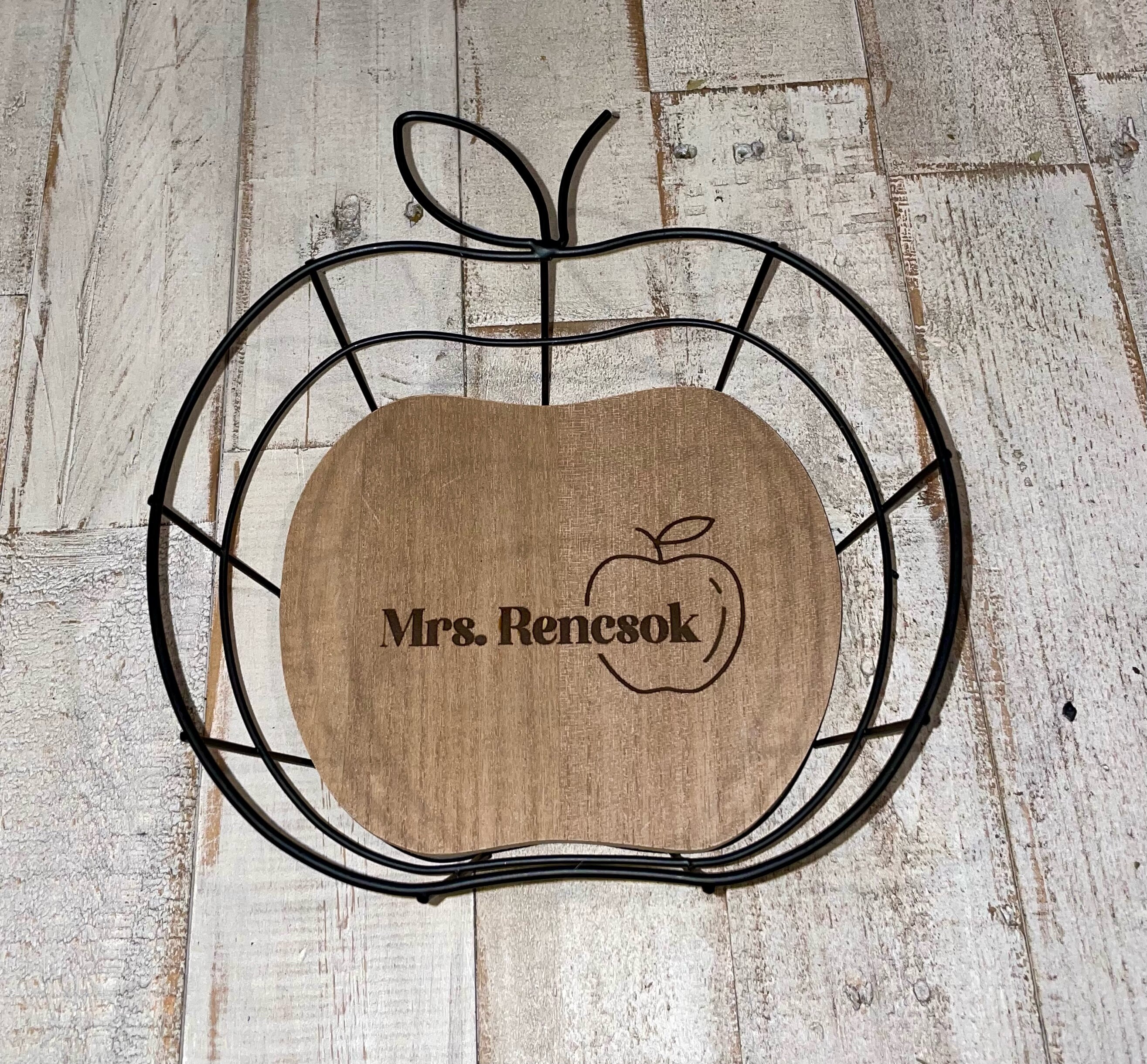 Personalized Apple for Teacher Apple Basket for Table, Teacher ...