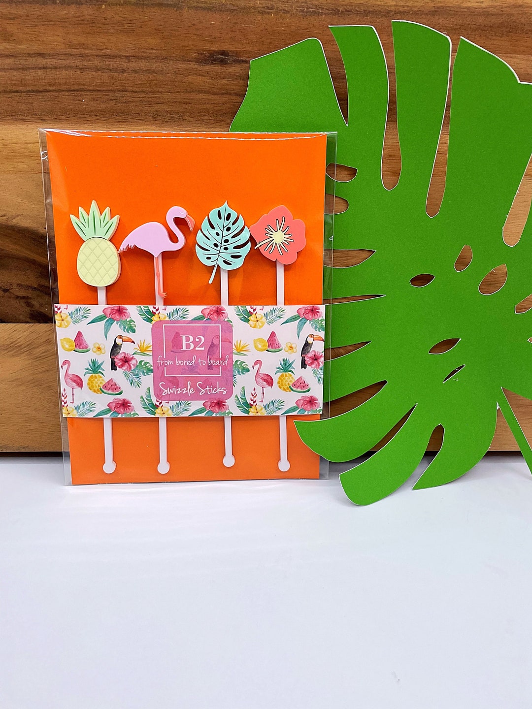 Tiki Swizzle Sticks, Home Bar Accessories, Tropical Drink Stirrers, Flamingo Stir Sticks