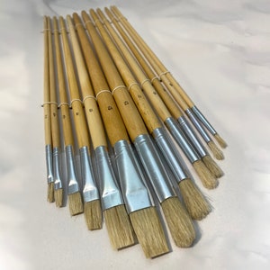 12 Piece Paint Brush Set for Dyeing or Painting - Leather Craft Art Brushes with Horsehair Bristles