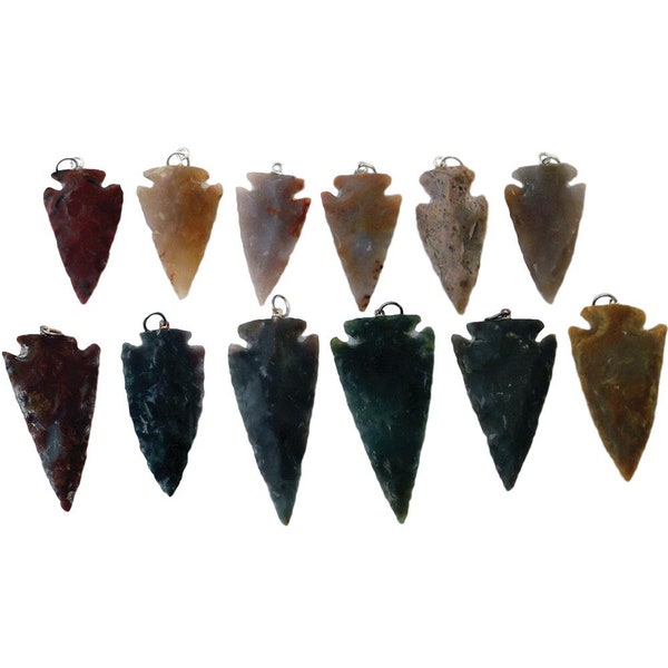 Agate Arrowhead Pendants - Native Jewelry Accessories - 6 Pack