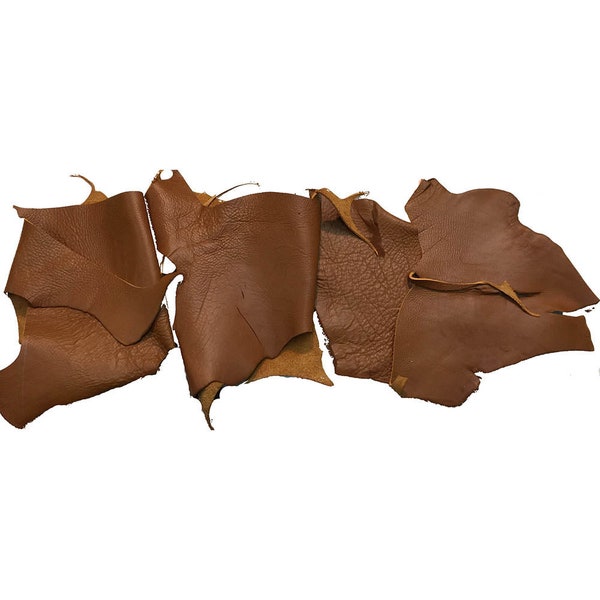 Brown Leather Pieces - 7 to 8 oz Cowhide Rustic Leather Pieces