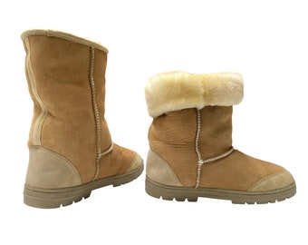 Men's Toasty Sheepskin Boots - 100% Genuine Shearling Warm Winter Boots with PVC Sole - Slipper Boots for Men