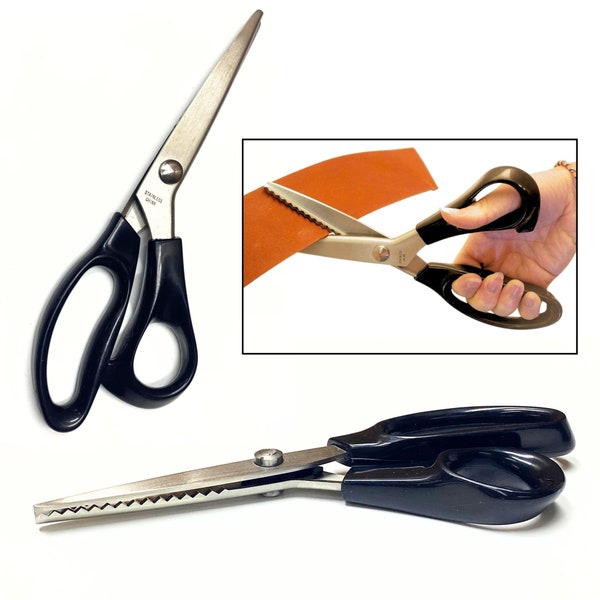 Anti Fray Pinking Shears - Ultra Sharp Serrated Zig Zag Craft Scissors - Carbon Steel