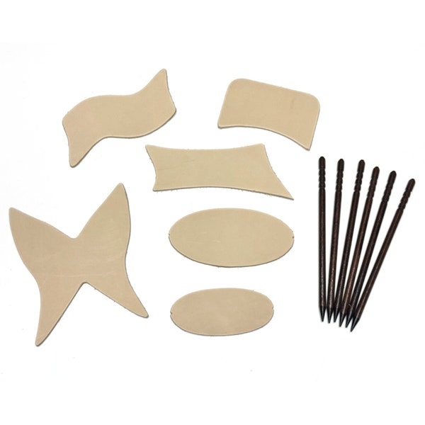 Stick Barrette Real Leather Craft Kit - Make Your Own Leather Barrettes With Wooden Sticks - DIY Handmade Retro Hair Accessories