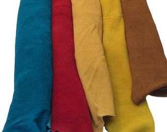 Natural Deerskin Splits Suede Leather Hides in Turquoise, Red, Smoke, Gold and Nutmeg