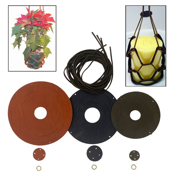 Handmade Leather Plant Pot Hanger - Hanging Candle Sling - Monkey Sling Set of 3 - Leather Craft Assembly Kit