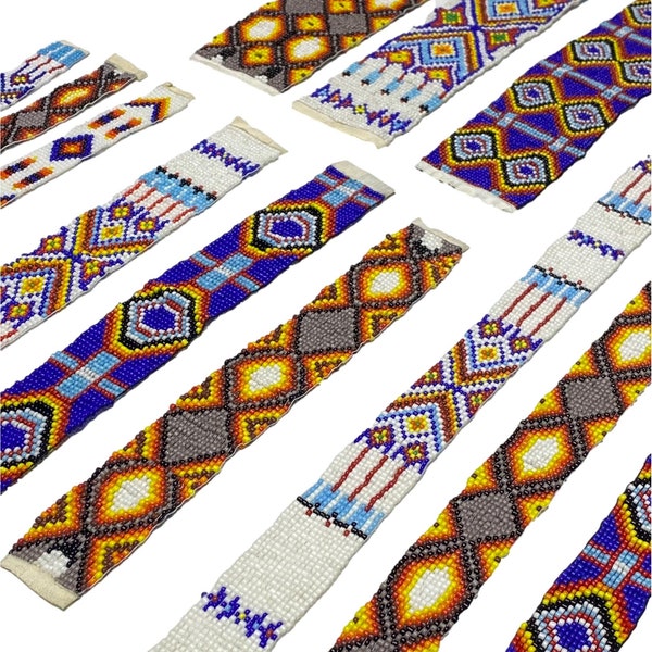 Hand Made Beaded Strips - Native American Themed Craft Supplies and Accents - Native Style Beaded Accessory Assorted Colors and Designs