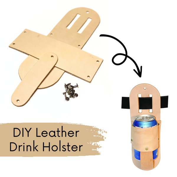 DIY Drink Holder Leather Craft Kit - Belt Holster for Soda, Water, Pop - Make Your Own Beverage Waist Sling