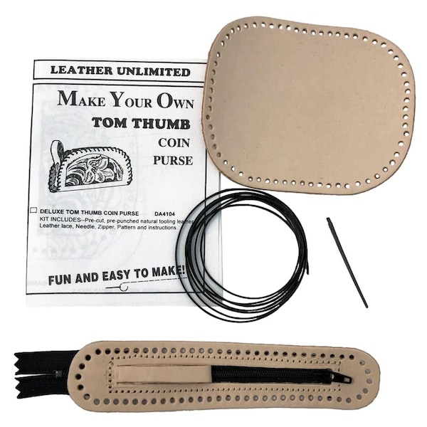 Tom Thumb Coin Purse Leather Craft Kit - Make Your Own Small Zipper Coin Wallet