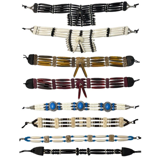 Native Style Adjustable Bone Choker Necklaces