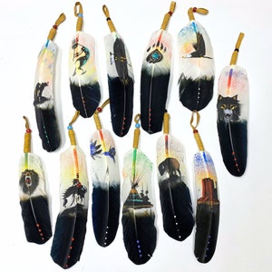 Beautiful Hand Painted Wildlife Themed Feathers image 1