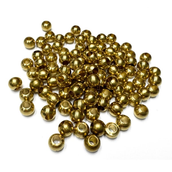 French Solid Brass Beads for Crafts & Jewelry Making - 8 mm - 6 mm