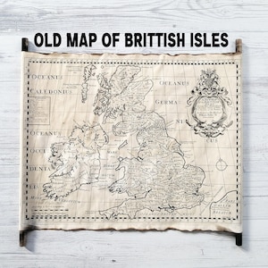Ancienne carte des îles britanniques montrant leurs anciens habitants, villes et villages, à l'époque des Romains dédiés au duc de Glocester