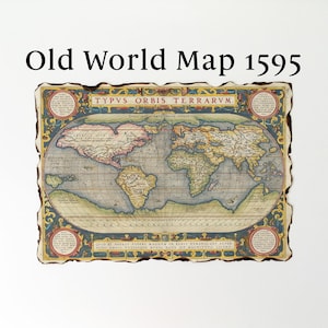 1595 Vintage Weltkarte von Abraham Ortelius, Theatrum Orbis Terrarum - Typus Orbis Terraru, alte Weltkarte, erster moderner Weltatlas