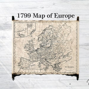 Mapa de Europa 1799. en pergamino hecho a mano, 1799 Clement Cruttwell Mapa antiguo de Europa, mapa antiguo del continente europeo, histórico, mapa antiguo