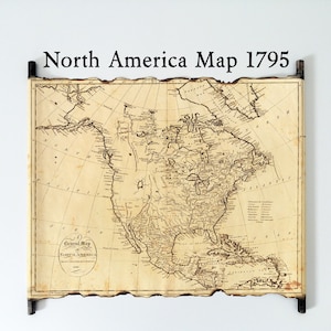 Carte vintage de l’Amérique du Nord 1795, Carte générale de l’Amérique du Nord tirée des meilleures enquêtes, Old USA Map, Antique America Map