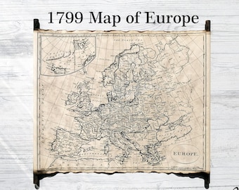 Map of Europe 1799. on Handmade Scroll, 1799 Clement Cruttwell Old Map of Europe, European continent old map, Historical, Antique Map