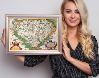 Map of Bohemia 1590, Czech Republic Old Map, Vintage Map Poster, Historic Map of Czech Republic, Kingdom of Bohemia old map poster, Wall Art
