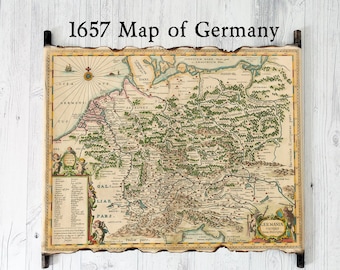 Germany Old Map, 1657 Jansson Map of Germany (Germania), Antique Map of German Empire, Vintage Map of Germany, Deutschland Old Map
