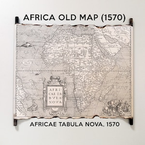Mapa antiguo de África 1570 Africae Tabula Nova- Theatrum Orbis Terrarum, Mapa vintage de África en pergamino hecho a mano, Mapa antiguo de África