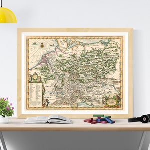 Vintage Deutschland Karte, alte Karte von Deutschland 1657 Jansson, Germania alte Karte, Deutschland alte Karte, antike Karte des Deutschen Reiches