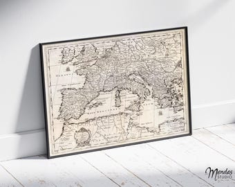 1652 Jansson Map of Europe in Antiquity, Europe Old Map Poster, Wall Print, Vintage Europe Map, Antique Map of Europe Home Decor