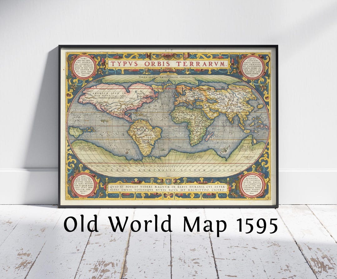 Old World Map 1595. Theatrum Orbis Terrarum - Typus Orbis Terrarum