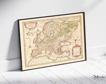 1645 Map of Europe, Abraham Ortelius Poster, Antique map of Europe - 17th Century, Wall Art, Home Decor, Old Europe Map Print
