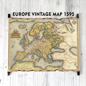 Vintage kaart van Europa 1595. - Theatrum Orbis Terrarum - Europae, door Abraham Ortelius, oude kaart van Europa uit de eerste moderne atlas, 16e eeuw