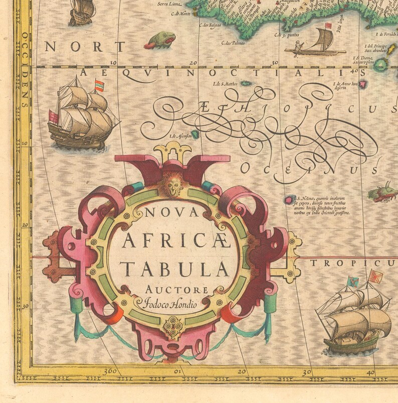 1606 Map of the African Continent Nova Africae Tabula, Poster Map, Old ...
