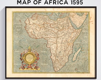 Map of Africa 1595 by Gerardus Mercator, Vintage Map Poster, Africa Old Map Wall Print, 16th Century Map of Africa, Home Decor