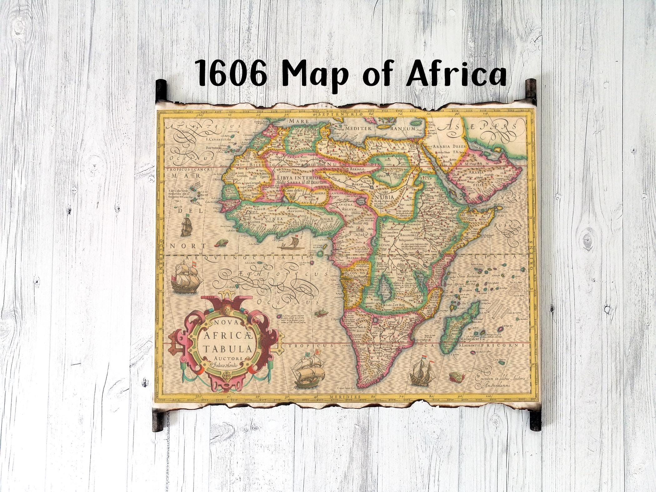 1606 Map of the African Continent Nova Africae Tabula, Poster Map, Old ...