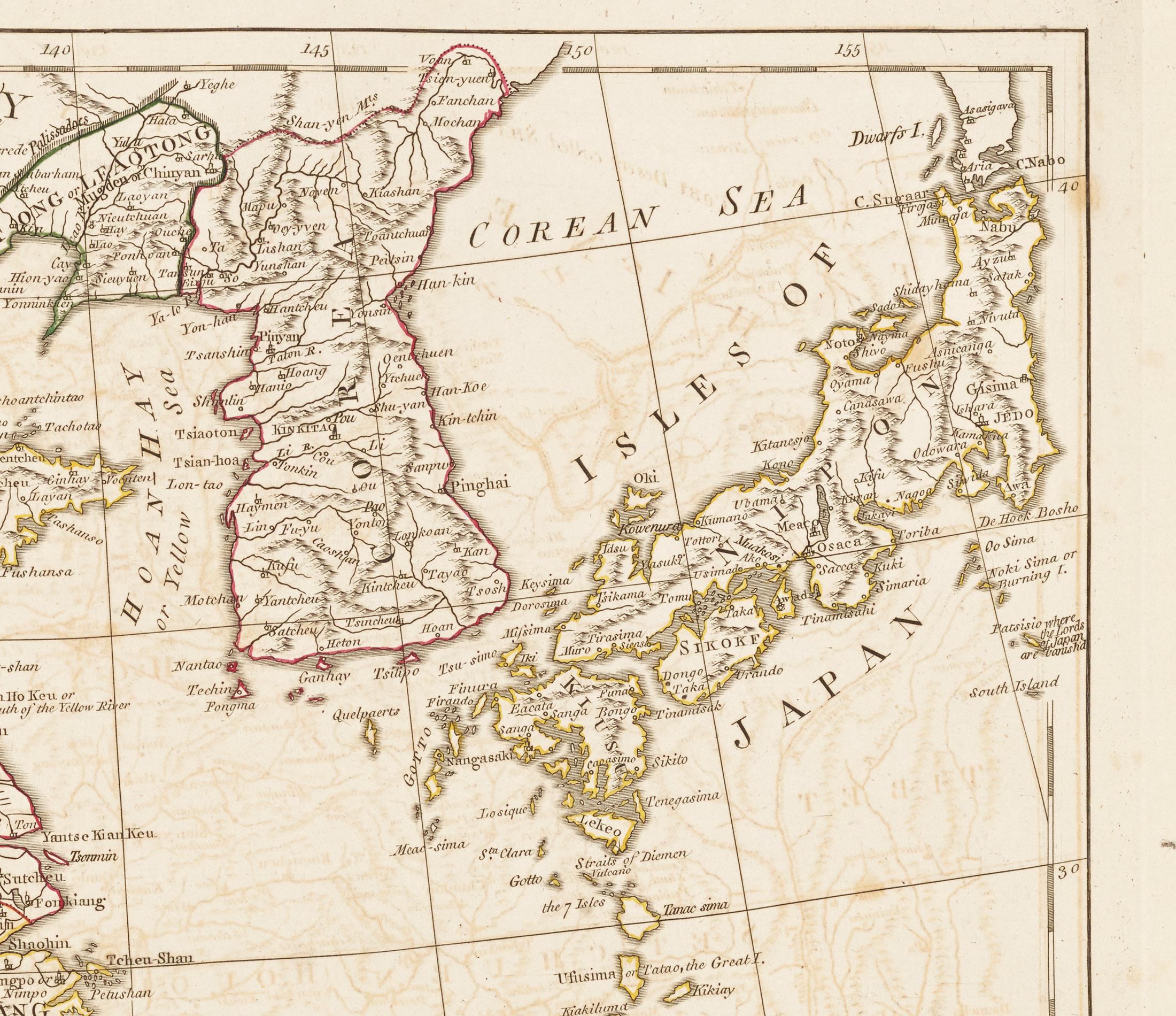 Map of China and Japan 1786 by Cartographer Samuel Dunn, China, Divided ...