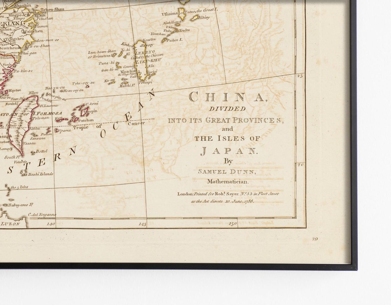 Map of China and Japan 1786 by Cartographer Samuel Dunn, China, Divided ...