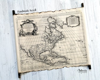 アンティーク　1800年代中央アメリカの地図 Old Map of North America, 19th Century Cartography Decor