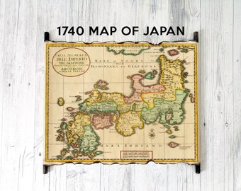 Old Map of Japan, 19th Century Cartography Decor, Vintage Style